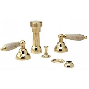 Phylrich K4158D 003 - Carrara Four Hole Bidet set W Vertical Spray Beige Marble Lever Handles