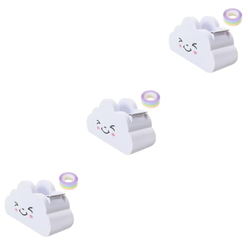 Zynphancer 和紙テープカッター 3個セット ミニ 白 プラスチック ? 虹色デザイン 簡単カット 携帯便利 クラフトや文房具として使用可能