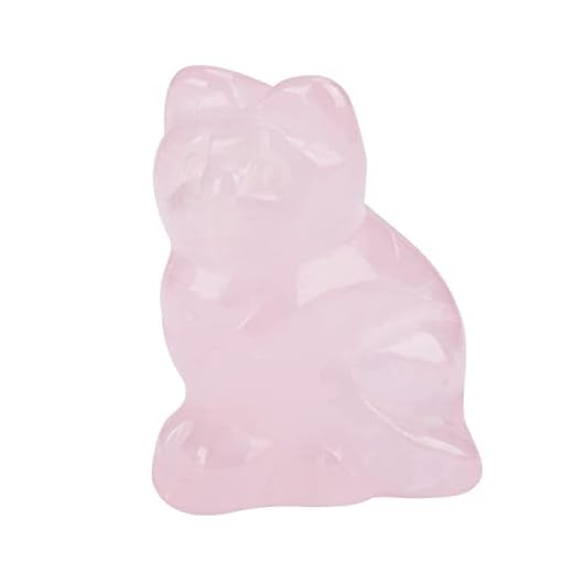 Cuarzo Rosa Tallado en Forma de Gatito Decoración Estatuilla Estatua Ornamento Rosa Cristal Curación Piedra Decoración de Piedras Preciosas