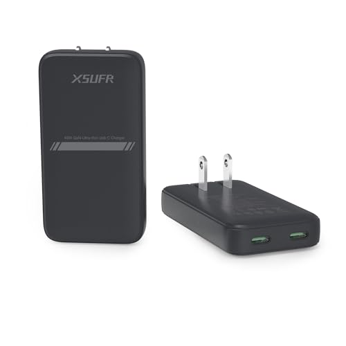 45W USB Wall Charger,Flat Wall Charger,Dual USB C with PD 3.0 & GaN,Folding USB Wall Plug for Traveling,Fast Charging for Laptops,Phones,Support Super Fast Charging for Samsung Galaxy, Black