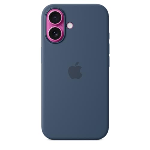 Image of Apple iPhone 16 Silicone Case with MagSafe and Camera Control: Lightweight Phone Case, Wireless Charging Compatible, Smooth Matte Finish; Denim