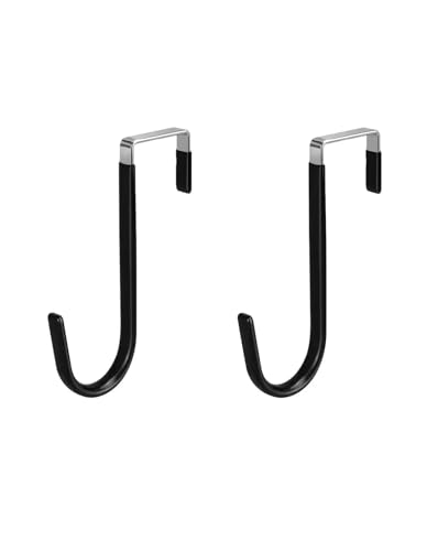 2pc Black Wreath Hanger,Strong Bearing, Front Metal Over The Door Single Hook, Home Décor for Christmas Halloween
