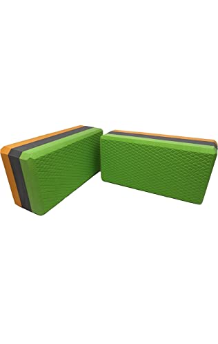 Image of The Yogis High Density Foam Yoga Block Brick [ Set of 2 ] Large Size [ Free - Yoga Belt ] Made in India