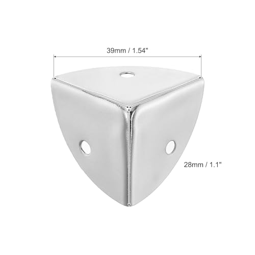 Image of uxcell 8 Pcs Decorative Box Corner Cover, 28mm Metal Edge Guard, Furniture Corner Edges Protector with Screws, Silver