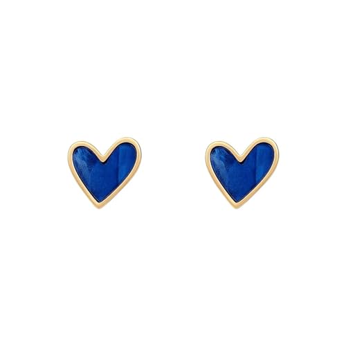 Dainty Blue Heart Small Stud Earrings for Women Cute Sterling Silver Post Gold Plated Hearted Shaped Hypoallergenic Tiny Studs Fashion Y2K Jewelry