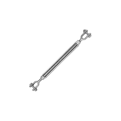 Indusco 93900296 Hot Dipped Drop Forged Galvanized Steel Jaw and Jaw Turnbuckle, 3500 lbs Working Load Limit, 5/8" Threaded Diameter x 12" Take Up, 21-1/2" Length Cover