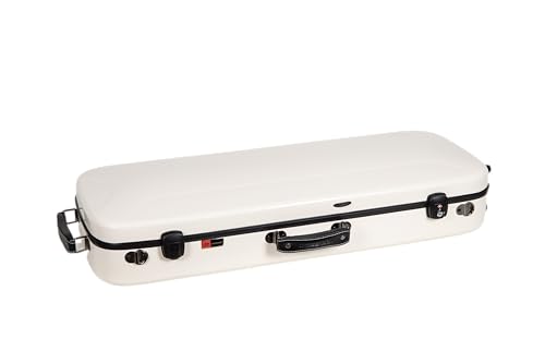 Image of Crossrock Fiberglass Rectangular Mandolin Case for F-Style (Fits Gibson F5, L /R Hand) | Milky White Gloss, Forest Green Velvet, TSA Lock, Hygrometer, Backpack Straps - Pro Travel Series