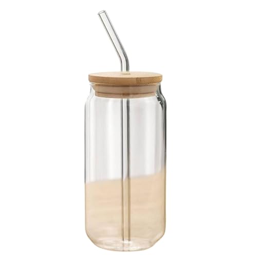 Image of Relayware's 510ML Glass Drinking Jars with Bamboo Lids & Glass Straws - 16oz Reusable Mason Jar Cups, Leak-Resistant Smoothie & Iced Coffee Tumblers for Home, Office & Travel (Pack of 1)
