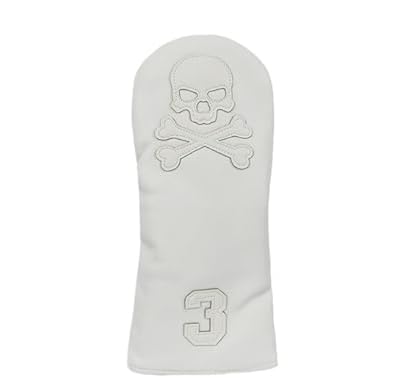 Scott Edward White Skull Golf Club Cover for Fairway Wood,Thick synthetic leather,Waterproof and Wear-resistant,Interesting,Lightweight,Cool(White 3#๏ผ โ image 1