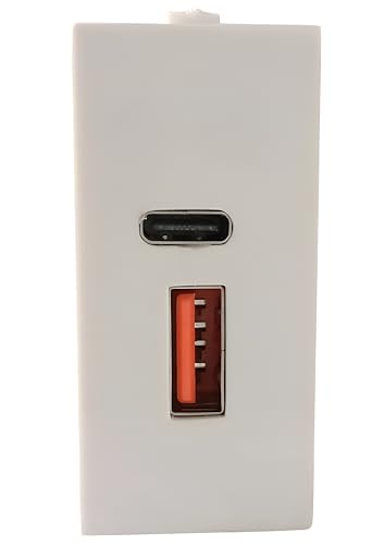 Image of Elements Hub Dual USB Modular Socket Charger | USB-A & USB-C Fast Charging Wall Socket | Universal Modular Switch Board Socket for Mobile, Tablet & Smart Devices | White