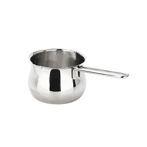 MOLUCKFU 1pc Stainless Steel Chocolate and Butter Melt Pan Portable Heating Pot Flat Bottom Design for Even Heating for Cheese and Melting Cafe Use Silver