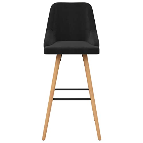 Tabouret de bar velours noir et bois de hêtre massif haut de gamme - 5