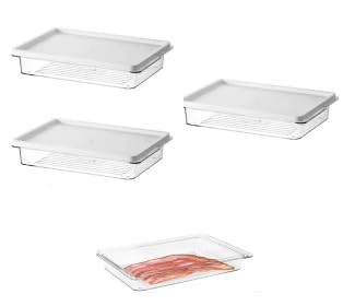 UOCAI 3 cajas para fiambres para frigorífico, organizador de frigorífico, caja de almacenamiento de alimentos, recipientes apilables, fiambreras con tapa de verduras, nueces, queso, etc