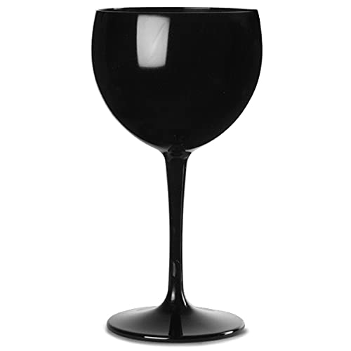bar@drinkstuff Polycarbonate Balloon Wine Glasses Black 12.3oz / 350ml - Set of 4
