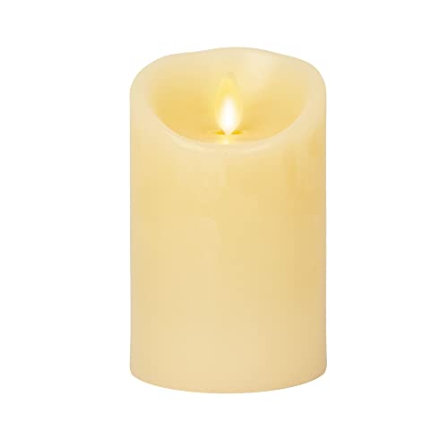 Luminara 996215 Ivory Moving Flame Pillar Flameless Led Candle, Scalloped Edge, Real Wax, Unscented, Timer thumb #1