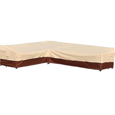 Westblue Outdoor Sectional Cover Patio Furniture Covers Waterproof Rip-Stop Anti-UV 600D Heavy Duty Couch Sofa Cover with 3 Air Vent (Beige & Reddish Brown, L-shaped 90"x120")