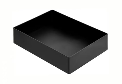 Amazon Basics Rectangular Plastic Desk Organizer with Storage Trays Accessory Tray for Office Supplies and Pen Holder 9.4 x 6.7 x 2 inch Black