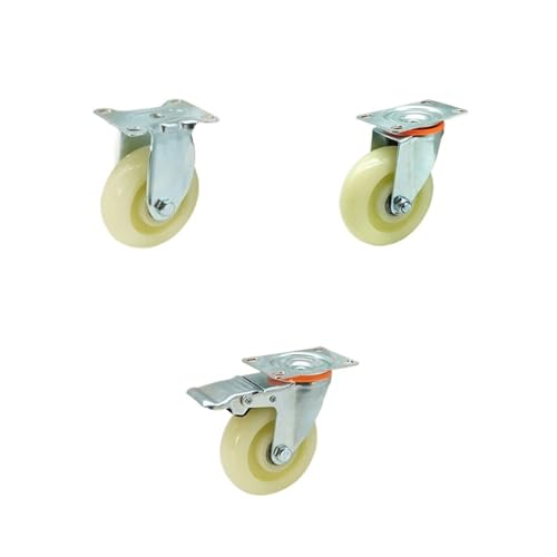 Roulette d'équipement industriel à double essieu 5 pouces avec frein chariot PP blanc