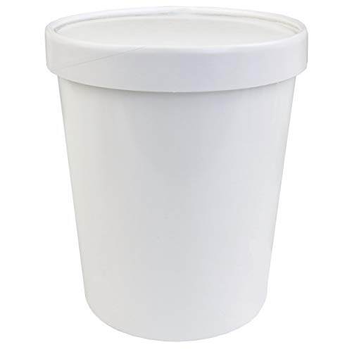 [25 Count] 32 oz Quart Freezer Containers And Lids - Compostable Eco Friendly Paper Cups - With Non-vented Lids To Prevent Freezer Burn - Perfect For Ice Cream! Frozen Dessert Supplies