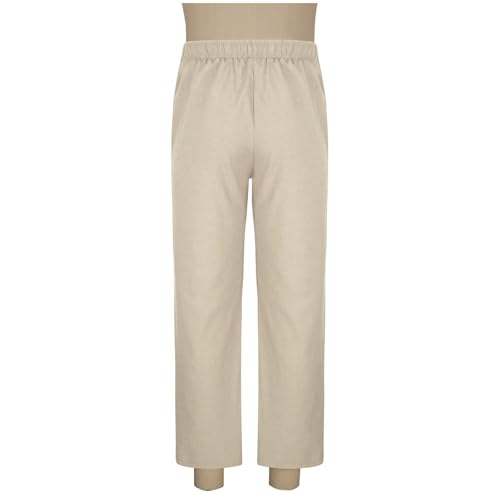 Man Loose Fit Pants for Mens Linen Stretchy Straight Leg Plain Long Leg Summer Fall 2025 Y2K4