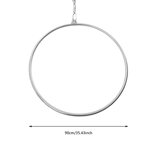 TENNIEX 90cm/35.43in Aerial Lyra Hoop Set Professional Single Point Aerial Hoop Stainless Steel Gymnastic Dance Yoga Hoop Equipment with Accessories, 25mm/0.98in Pipe Diameter