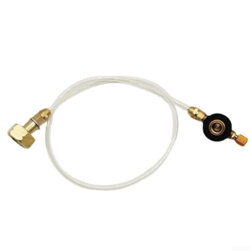 Adaptador de válvula de estufa de gas propano para recarga de cartucho, compatible con tanques planos LPG y estufas de gas portátiles al aire libre (válvula de inflado)