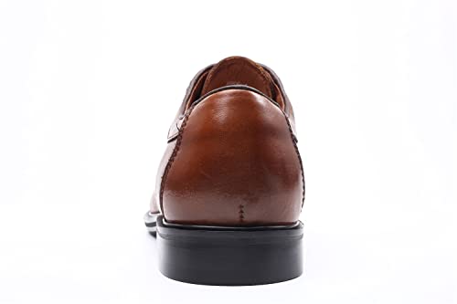 HOOENG Dress Oxford for Men Lace Up Square Burnished Toe PU Leather Apron Toe Oxford Shoes Non Slip Block Heel Slip Resistant Anti-Slip Classic(Color:Brown,Size:9)3