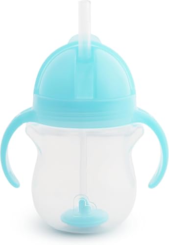 Image of Munchkin Any Angle Sippy Cup for Toddlers,Spill Proof Weighted Straw Cup with Transition Handles for Babies 6 Months and Up,7 Ounce,Blue,(Pack of 12)