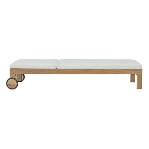 Modway EEI-2711-NAT-WHI Upland Teak Wood Outdoor Patio Chaise Lounge Chair thumb #3