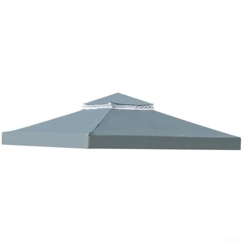 Yuanpgky Auvent de tonnelle à double niveau 300 x 300 cm avec maille d'aération pour abri de barbecue extérieur, en polyester résistant aux intempéries pour tonnelle de jardin (gris)