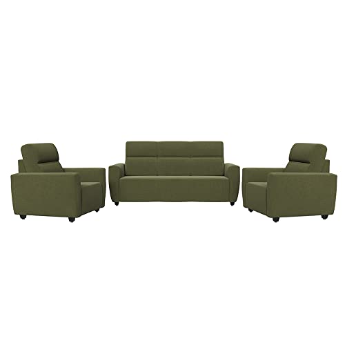 Image of Wakefit Sofa Set | 3 Year Warranty | Sofa 5 Seater, 5 Seater Sofa for Living Room, Wooden Sofa Set, Sofa Set 3+1+1 Seater - Belize(Reflection : Green)