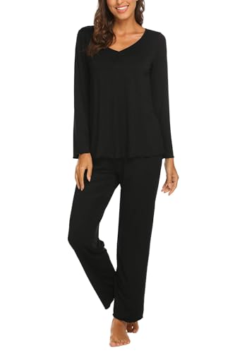 MAXMODA Pigiama Due Pezzi Donna, Nero, M