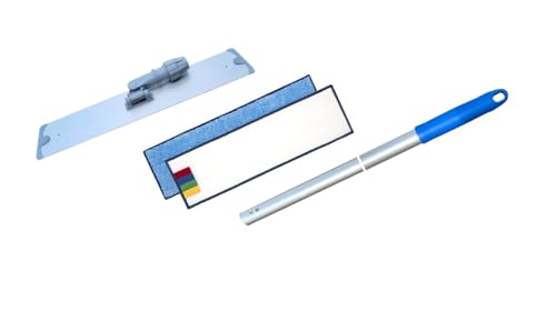 le plus de l'entretien balai trapèze aluminium 40cm + manche + 2 mop en microfibre 5214