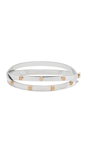 Tory Burch Womens Miller Stud Double Hinge Bracelet Tory Gold/Tory Silver Medium