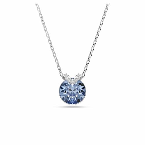 Swarovski Bella V pendant, Round cut, Blue, Rhodium finish