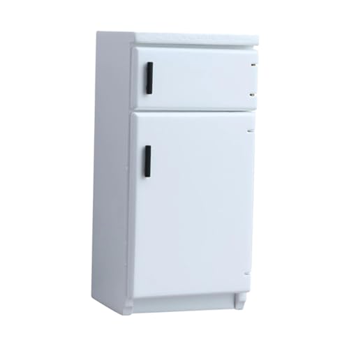 MagiDeal Cocina de casa de muñecas a Escala 1/12: frigorífico y congelador. Muebles de Cocina y Comedor de Madera para casa de muñecas. Escena de Vida en, Blanco