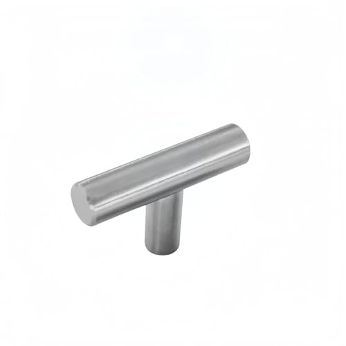 Tバー取っ手・20個セット・単穴設計 | アルミニウム合金製・サイズ45mm・ネジ付属 | キッチンキャビネット/食器棚/引き出し/ワードローブに適用 (ブラッシュドニッケル)