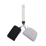 JUNENTER ミニ ジップアラウンド リストレットウォレット レディース 取り外し可能 デュアルポーチ リストレット ポータブル コインポケット キーチェーン 小型財布 (ブラック+ブラック)