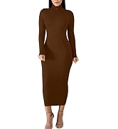 SOMTHRON Women's Turtleneck Long Sleeve Bodycon Maxi Dress - Stretchy Slim Fit Pencil Dress For Party & Club - View #9