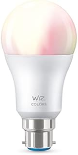 WiZ Colour[B22 Bayonet Cap] Smart Connected WiFi Light Bulb. 60W Colour and White Light, App Control for Home Indoor Lighting, Livingroom, Bedroom., Multicolor
