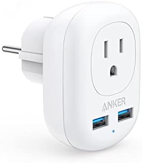 Anker European Travel Adapter, PowerExtend USB Plug International Power Adapter with 2 USB Ports and 1 Outlet, US to Most of Europe EU Spain Iceland Italy France Germany, Compact for Travel, Office