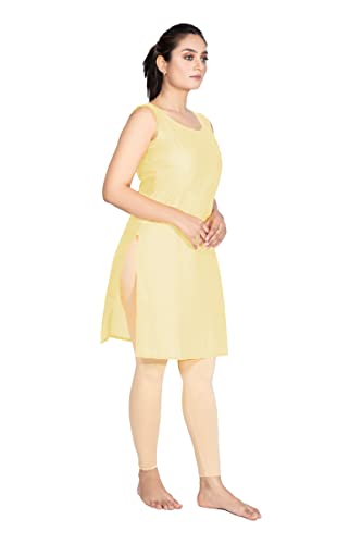 Image of Women's Cotton Long Camisole for Kurti /Suit Slip /Long Inner /Samij for Women Sameej /Knee Length Inner Wear /Sameez /Kurti Slip /Round Neck /Invisible
