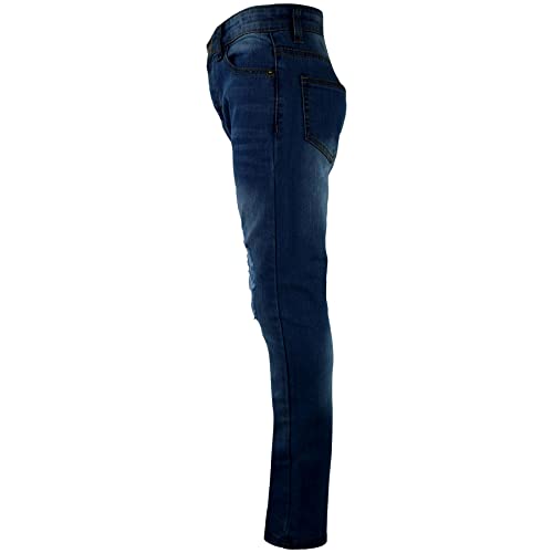 Kids Boys Stretchy Jeans Knee Ripped Denim Skinny Bikers Pants Slim Trouser 5-134