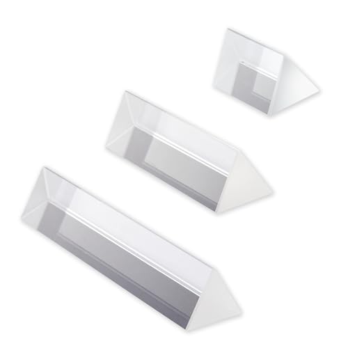 Image of 3pc Crystal Prisms Set 2 inch 4 inch 6 inchLengths Equilateral Crystal Triangular Optical Glass Prism Teaching Refracted Light Spectrum Physics Rainbow Maker Photography Props