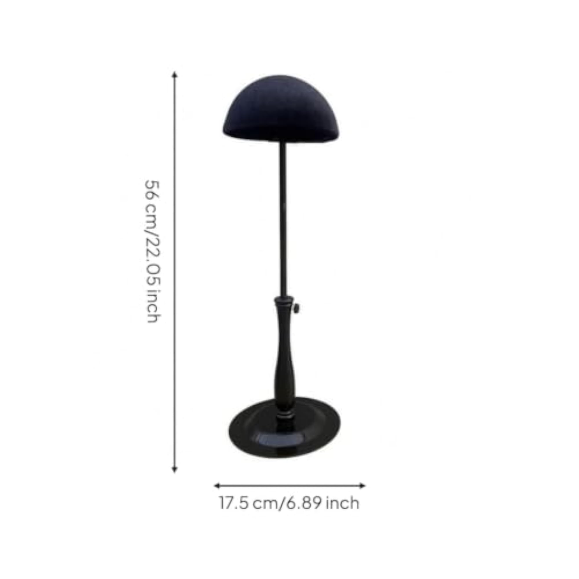 Round Iron Base Adjustable Hairpiece Display Stand, Black