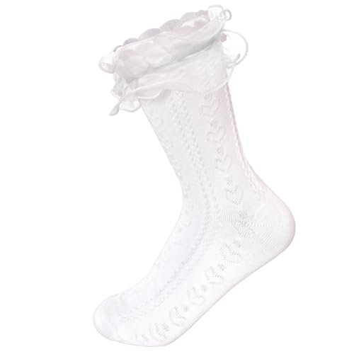 Women Lace Socks Ruffle Frilly Socks Double Lace Turn Cuff Comfortable Cotton Princess Sock for Ladies Halloween
