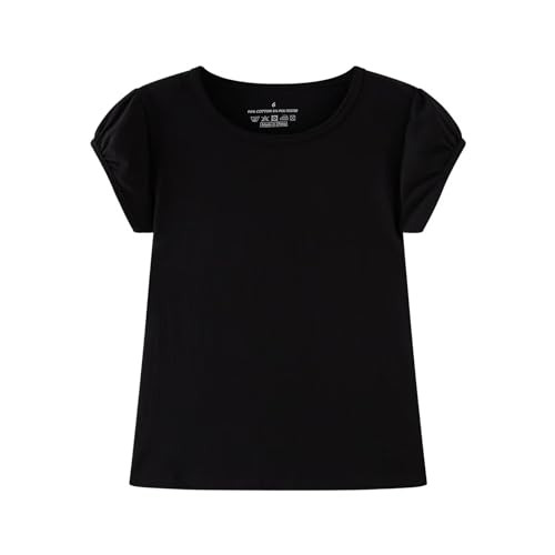 Image of Huata Girls Short Puff Sleeve Tee Basic T-Shirt 2 Packs Crewneck