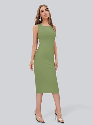 Image of Toochki Women's Spandex Solid Bodycon Western Dress | A line | Winter Dress | Western | | Trendy | Midi Body Hugging