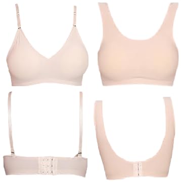 OK INTERPRISES Women Nylon Padded Non-Wired Air Sports Hook Bra - Free Size - Pack of 2 Skin-picture-25