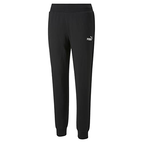 PUMA Damen ESS Pants FL Strickhose, Black-Silver metallic, S